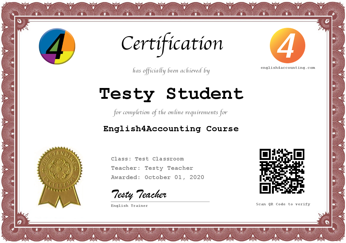 English4Accounting Certificate